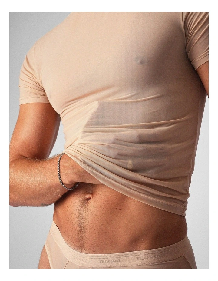 Allure Sheer Cropped Tee in Husk image 3