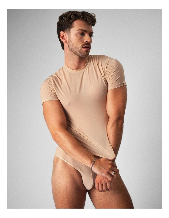 Allure Sheer Cropped Tee in Husk image 4