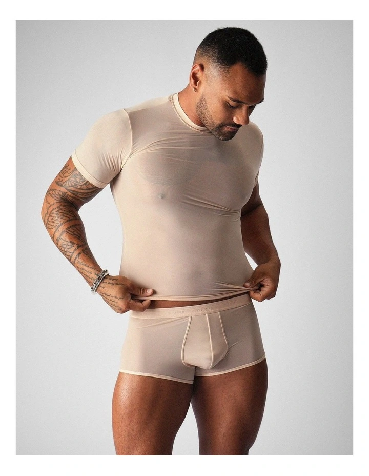 Allure Sheer Cropped Tee in Husk image 5