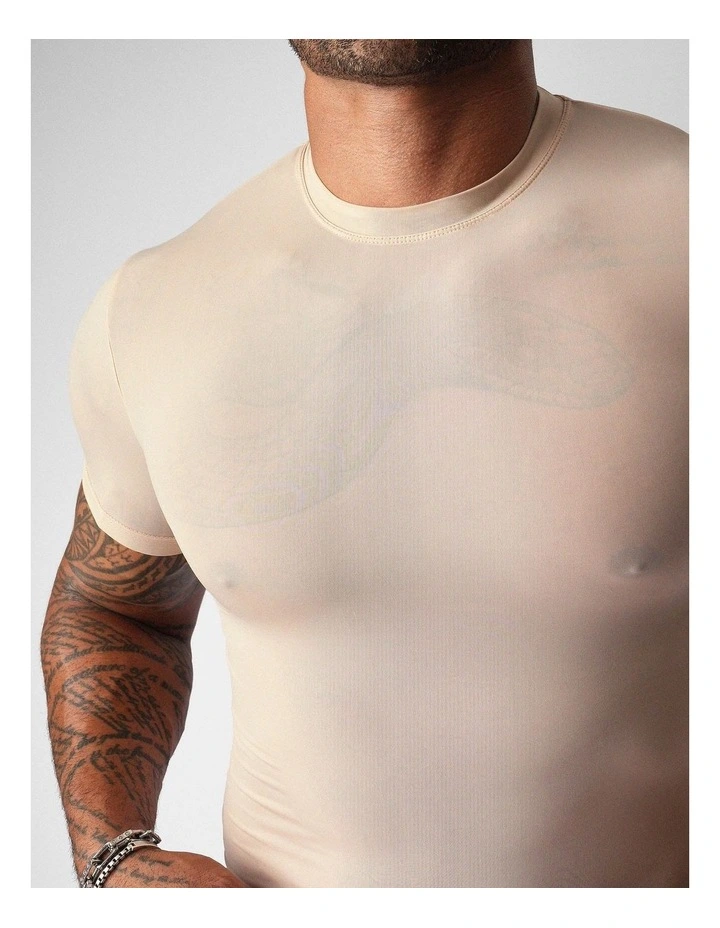 Allure Sheer Cropped Tee in Husk image 7