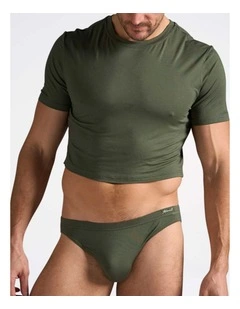 Body Bamboo Crop Tee in Olive Green