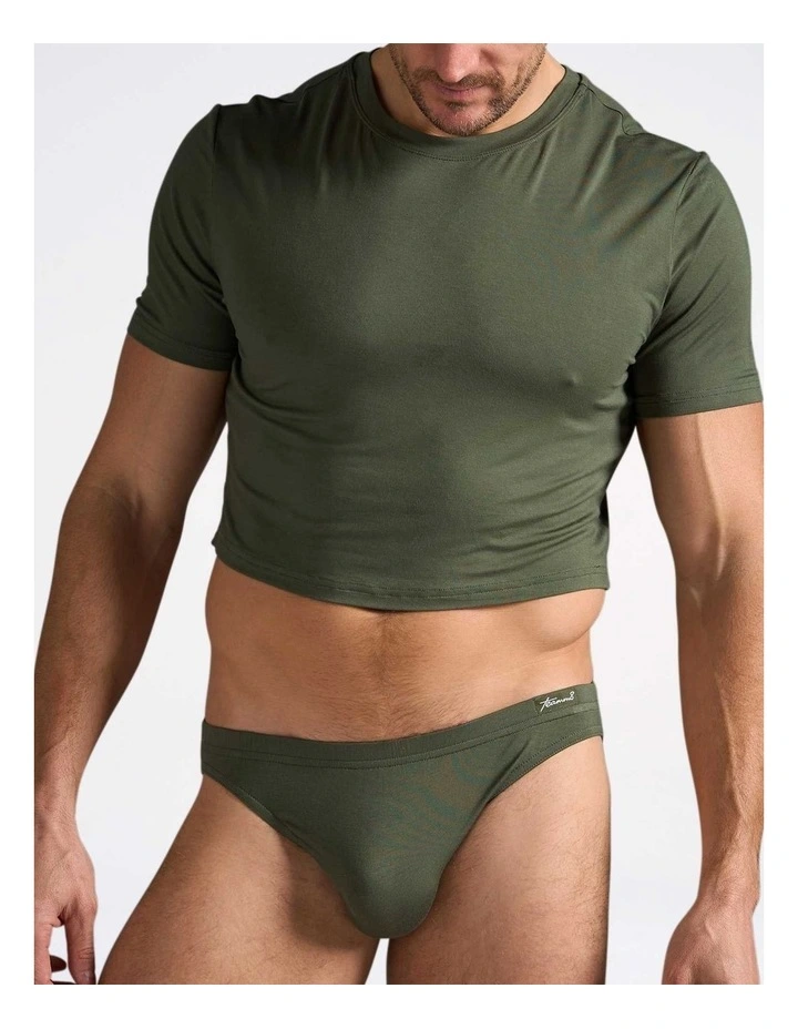 Body Bamboo Crop Tee in Olive Green image 1