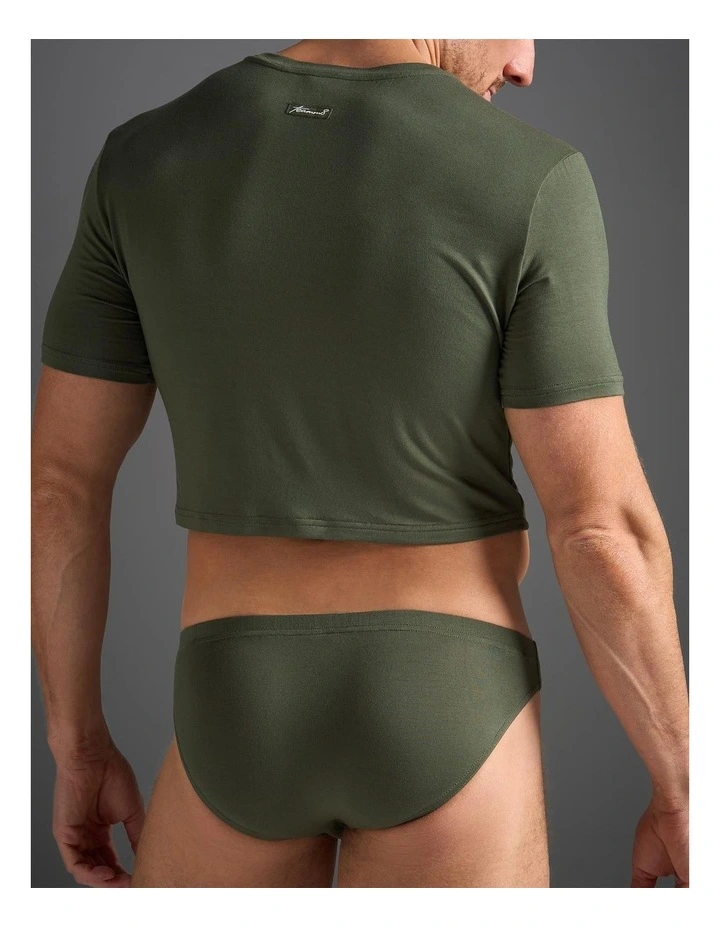 Body Bamboo Crop Tee in Olive Green image 4