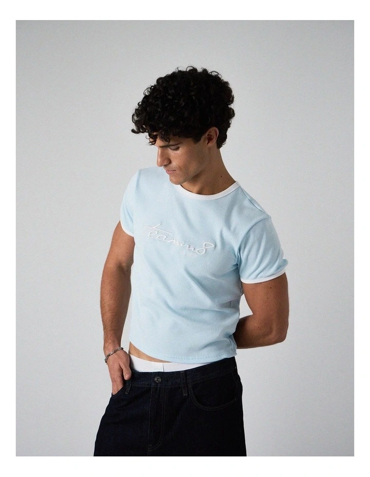 M.V.P. Retro Cropped Tee in Arctic Blue image 2