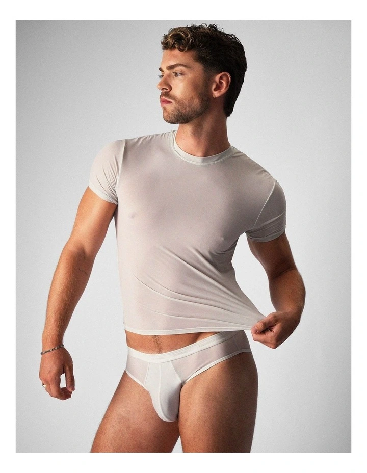 Allure Sheer Cropped Tee in Platinum image 3