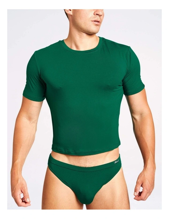 Body Bamboo Crop Tee in Forest Green image 1