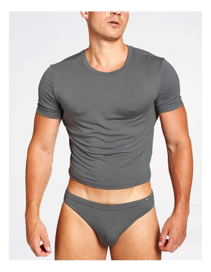Body Bamboo Crop Tee in Gunmetal image 1
