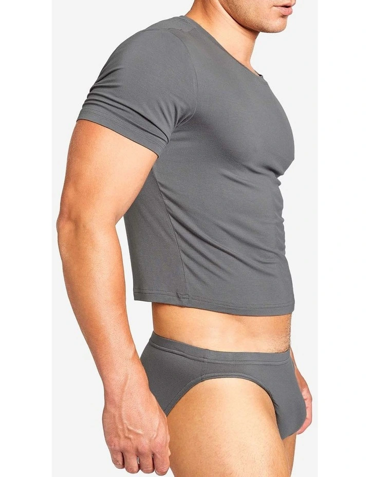 Body Bamboo Crop Tee in Gunmetal image 2