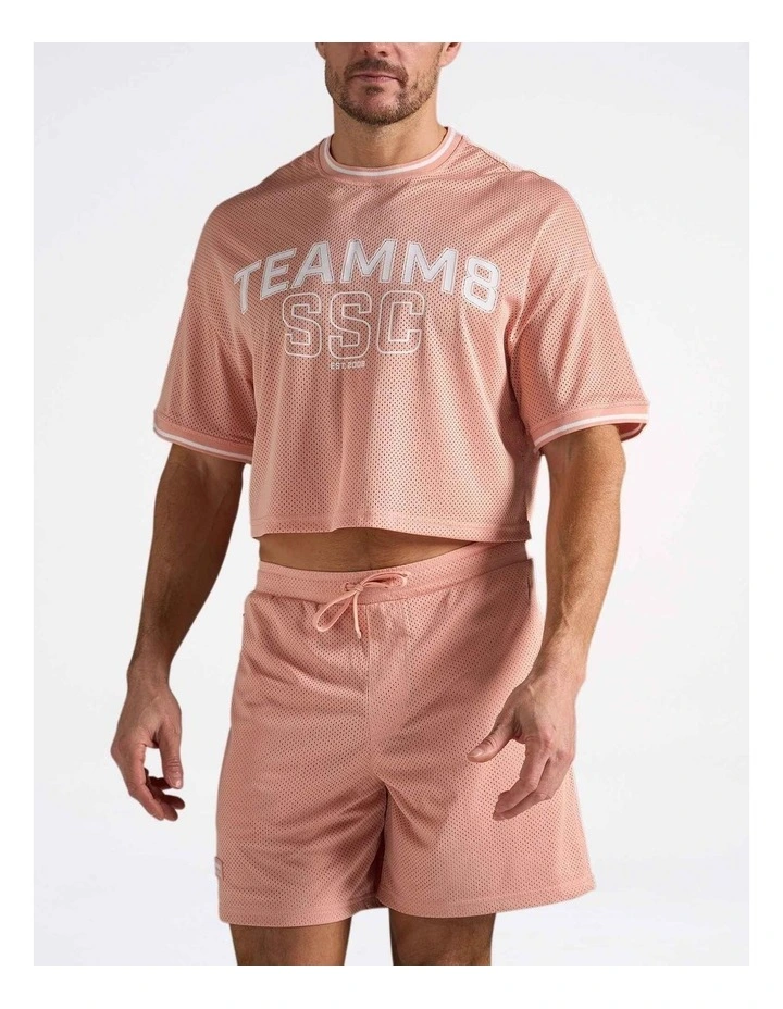 S.S.C. Fraternity Drop Sleeve Crop Tee in Dusty Pink image 1