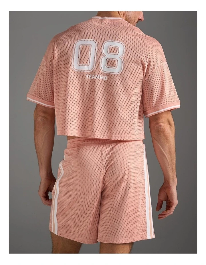 S.S.C. Fraternity Drop Sleeve Crop Tee in Dusty Pink image 2