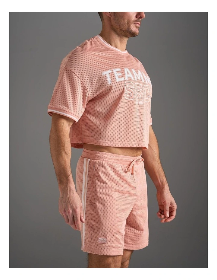 S.S.C. Fraternity Drop Sleeve Crop Tee in Dusty Pink image 3