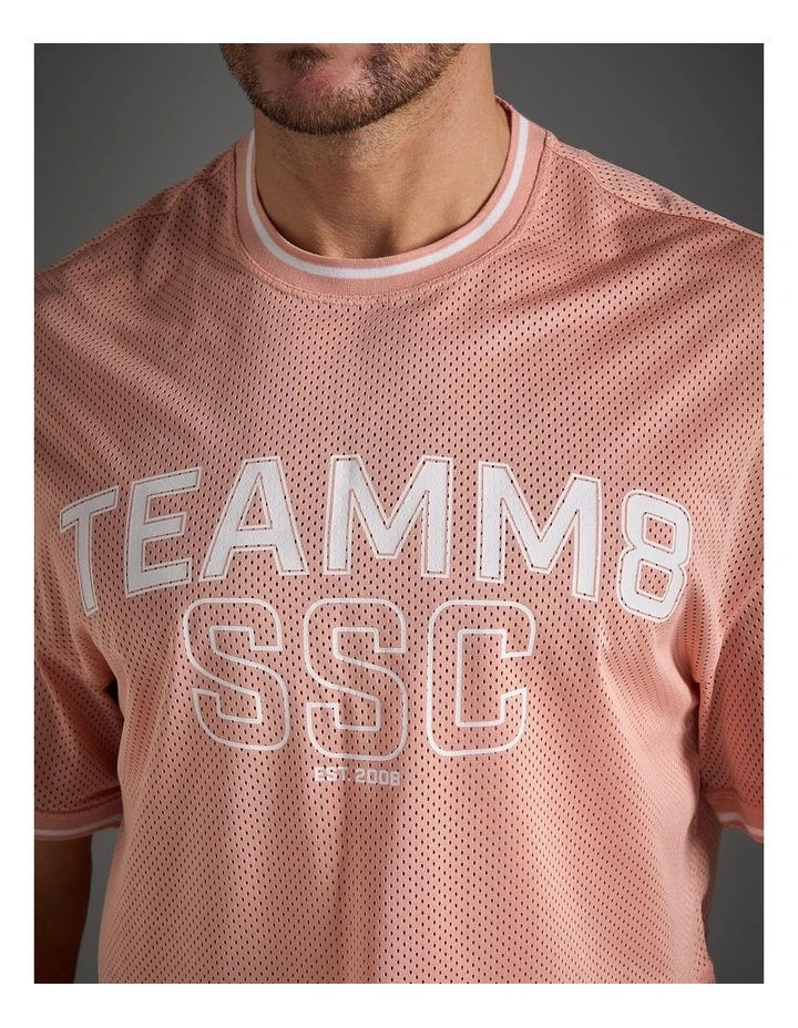 S.S.C. Fraternity Drop Sleeve Crop Tee in Dusty Pink image 4