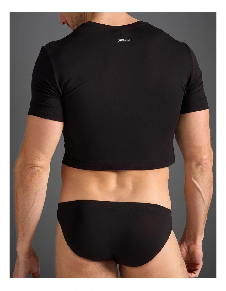 Body Bamboo Crop Tee in Black image 3