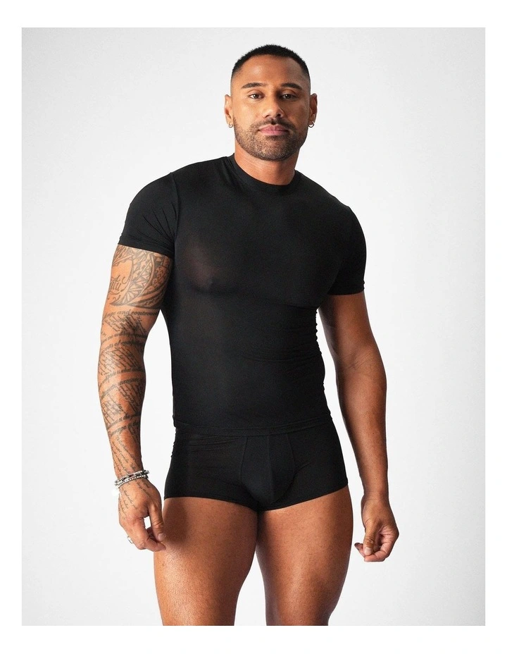 Allure Sheer Cropped Tee in Noir image 1