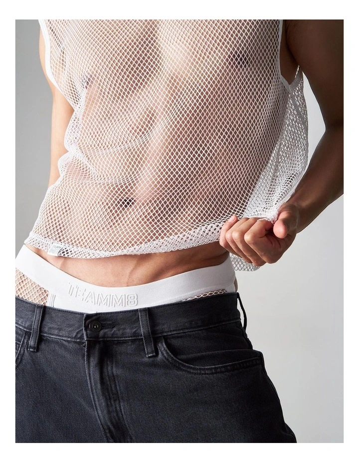Edge Net Muscle Tank in Chalk image 3