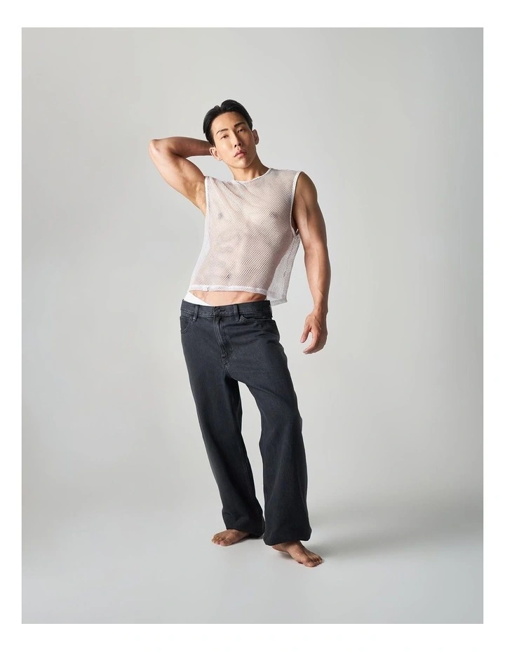 Edge Net Muscle Tank in Chalk image 6