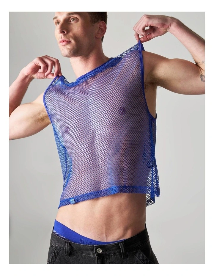 Edge Net Muscle Tank in Ultramarine image 2