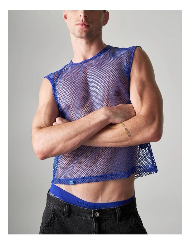 Edge Net Muscle Tank in Ultramarine image 4