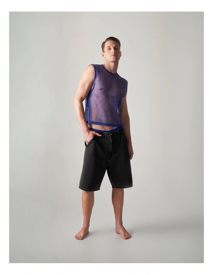 Edge Net Muscle Tank in Ultramarine image 6