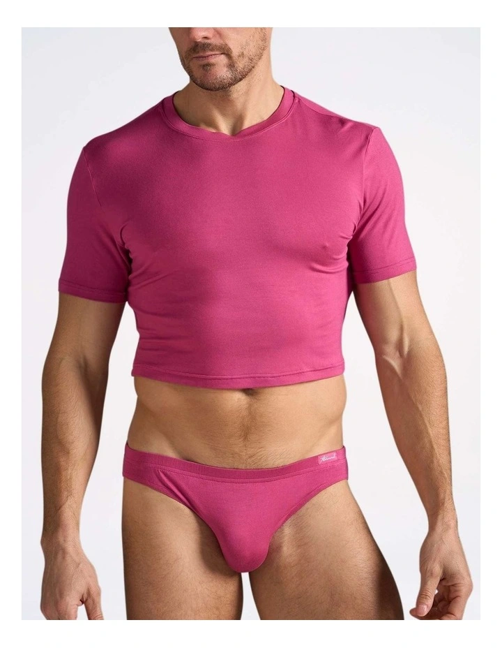 Body Bamboo Crop Tee in Bordeaux image 1