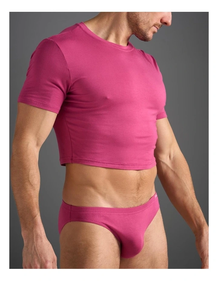 Body Bamboo Crop Tee in Bordeaux image 3