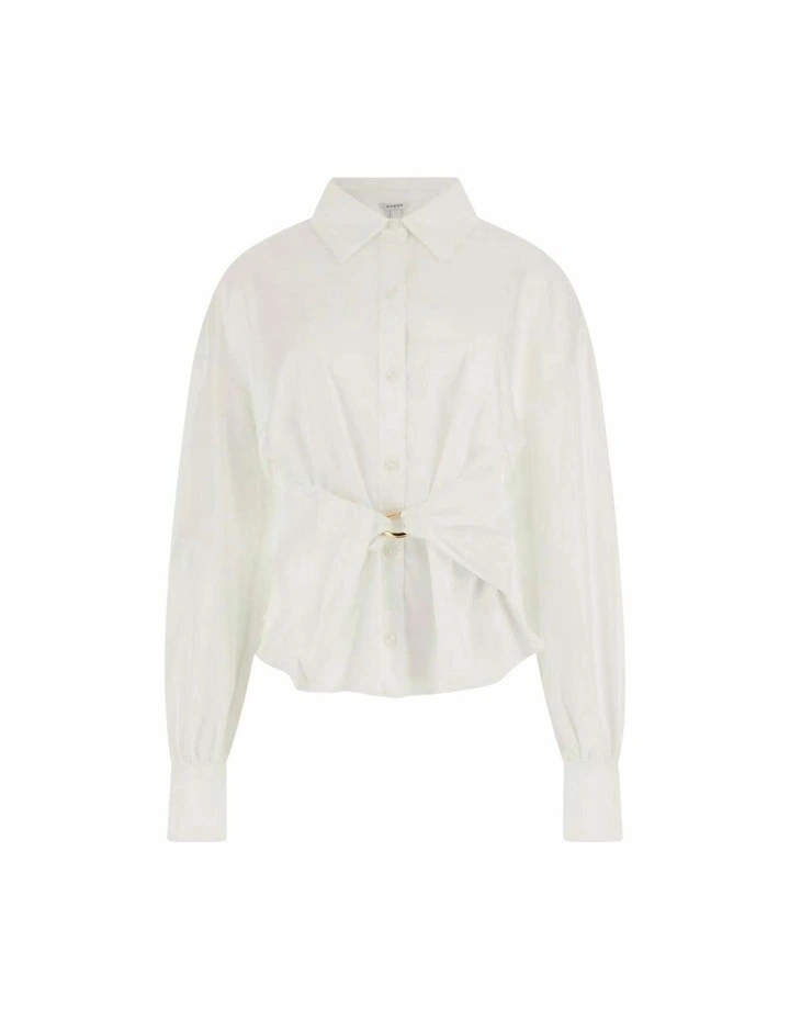 Long Sleeve Mimi Wrap Top in White image 5