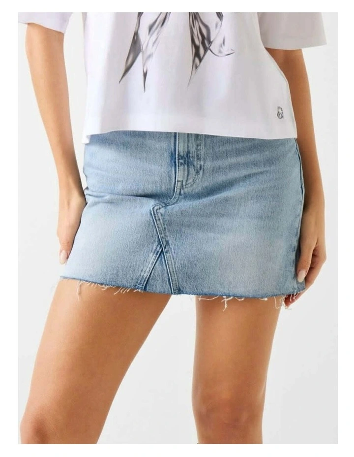 Layla Mini Denim Skirt in Blue image 1