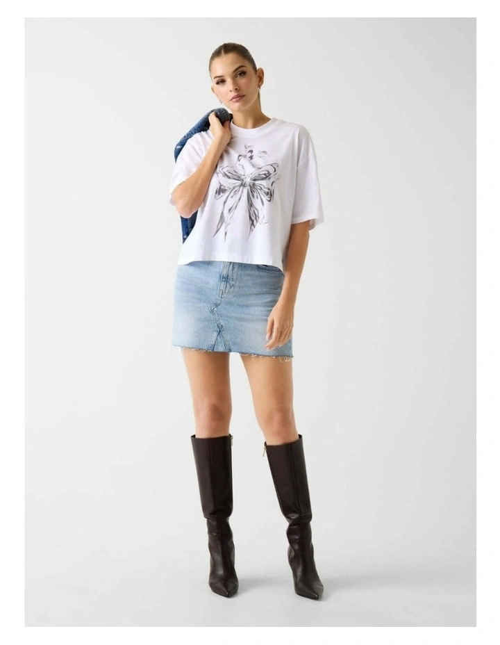Layla Mini Denim Skirt in Blue image 2