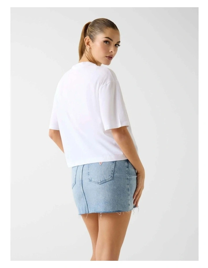 Layla Mini Denim Skirt in Blue image 4