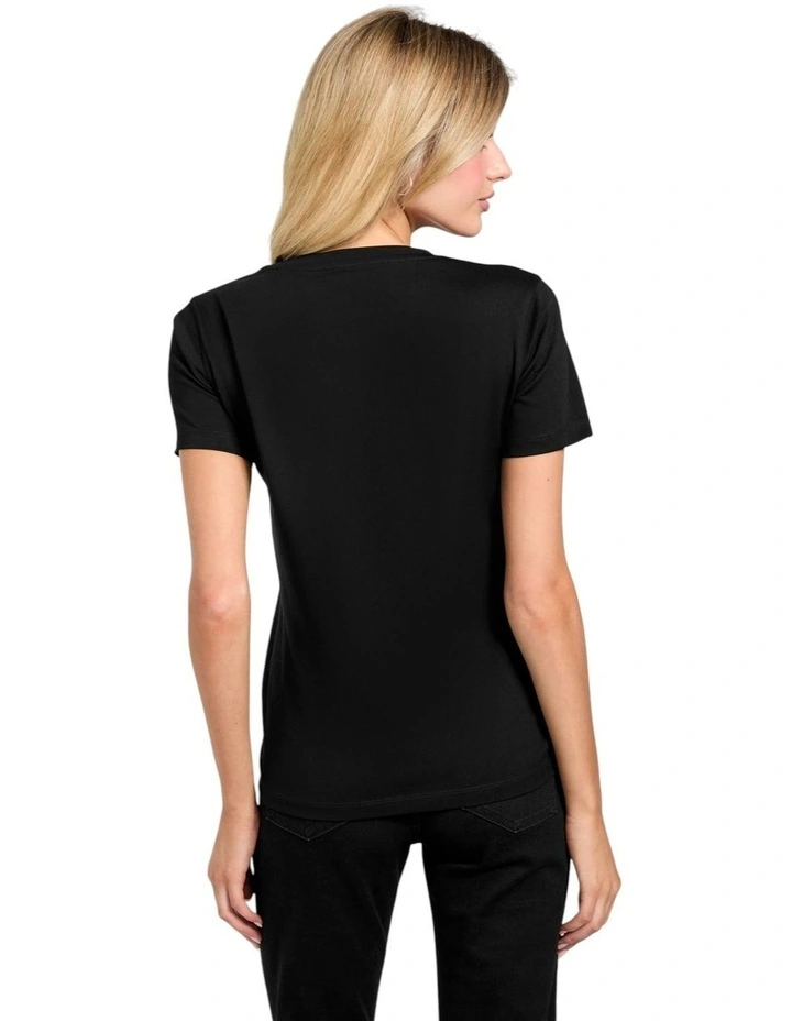 Short Sleeve Crewneck Krystal Triangle T-Shirt in Black image 3