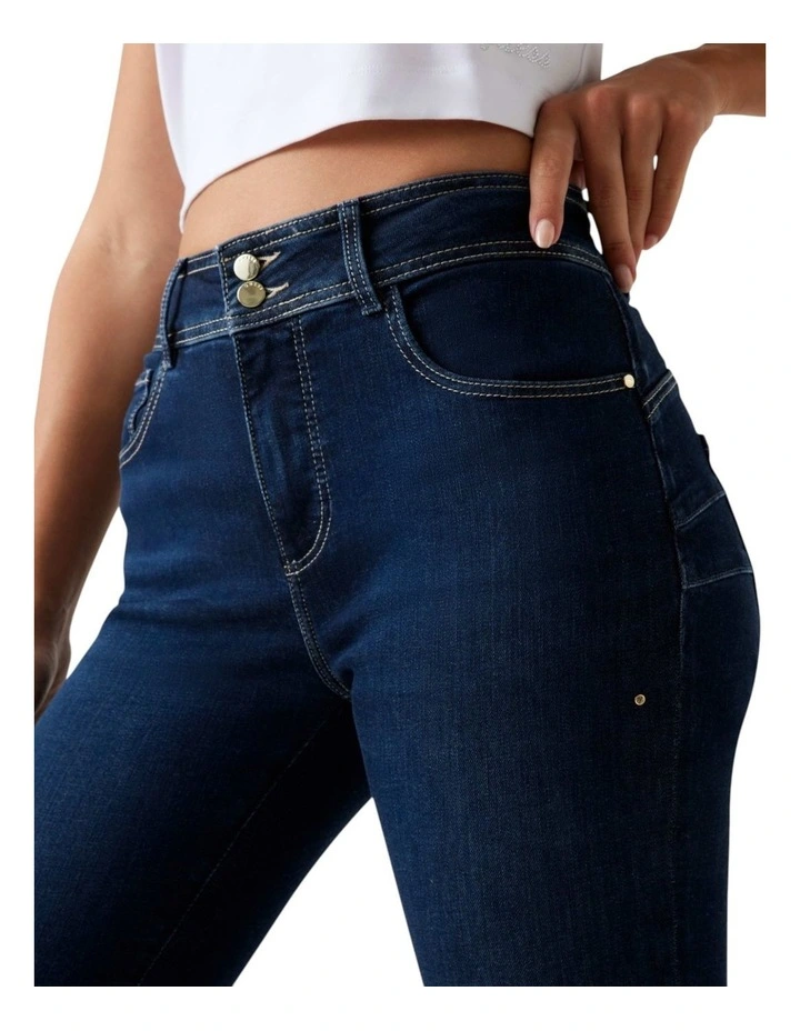High-Rise Skinny Shape Up Denim Jeans In Dark Wash image 4