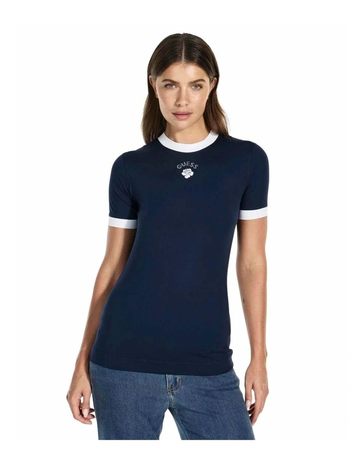Mini Rose Short Sleeve Top in Blue image 1