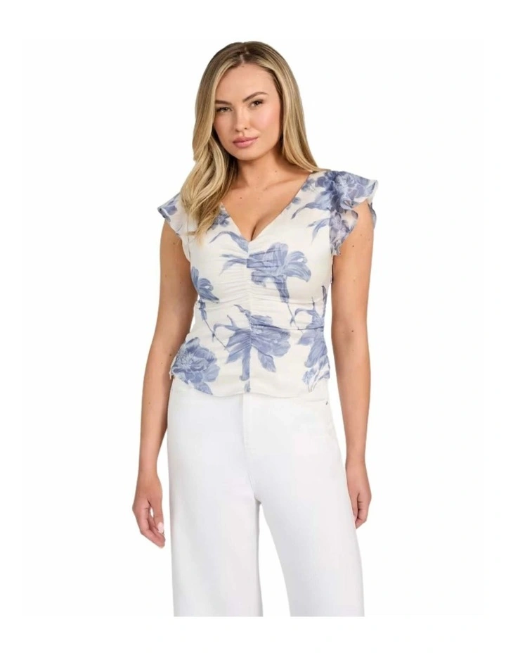 Eco Melanie Chiffon Top in Blue image 1