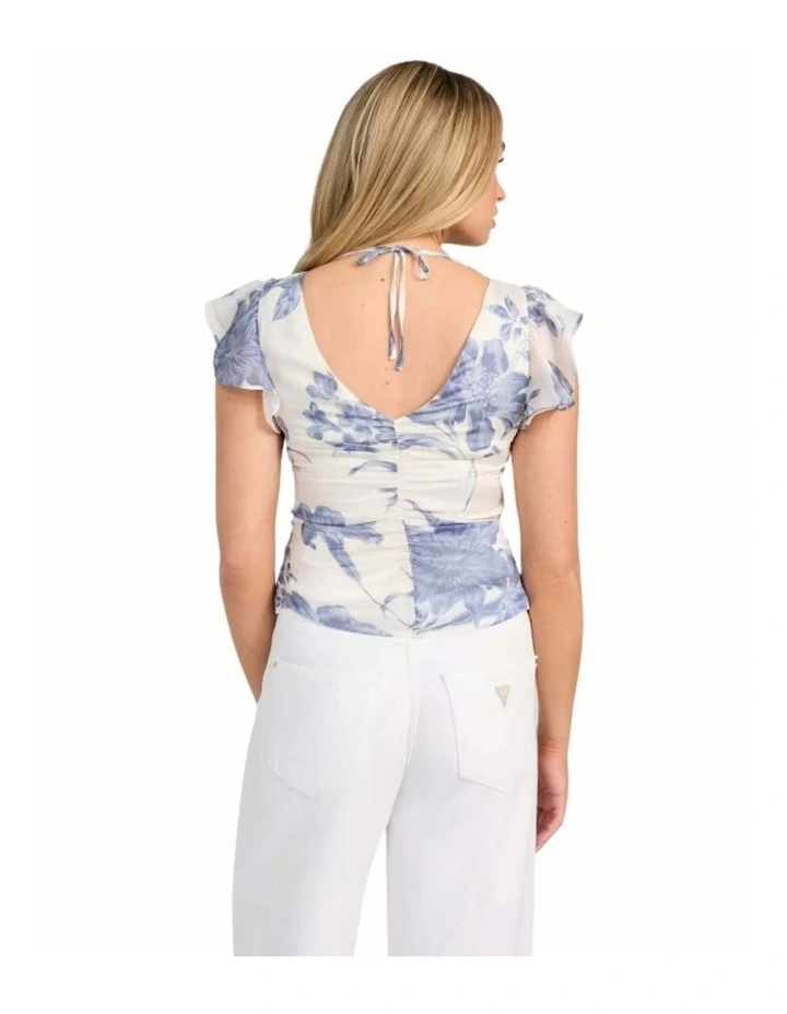 Eco Melanie Chiffon Top in Blue image 3