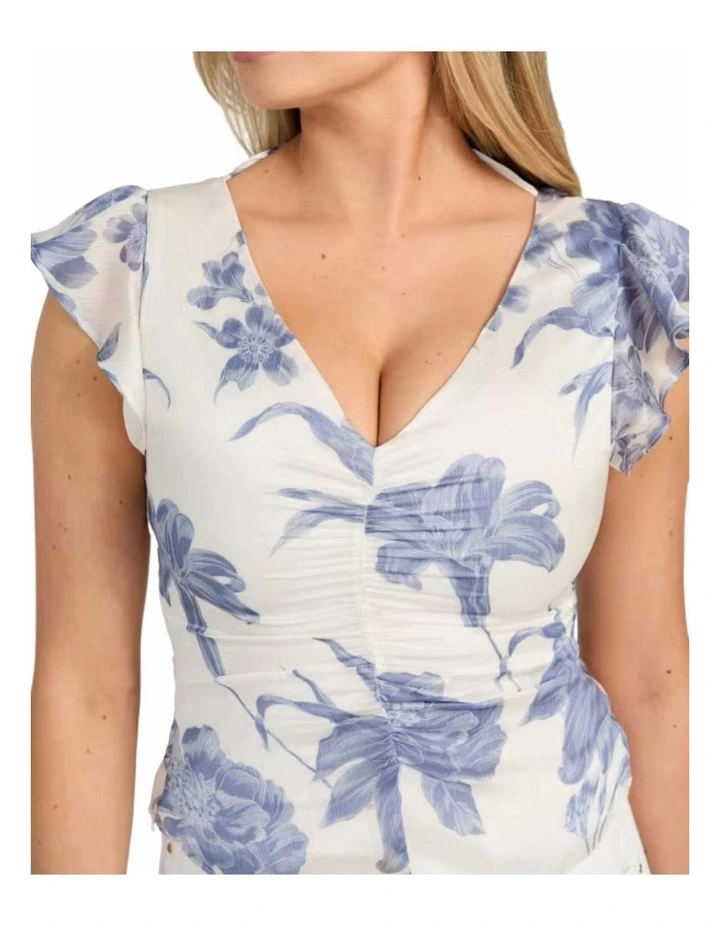 Eco Melanie Chiffon Top in Blue image 4