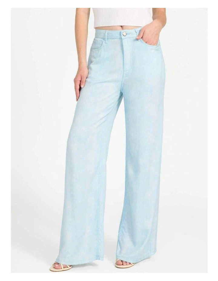 High-Rise Bellflower Wide Leg Pants in Light Wash image 1