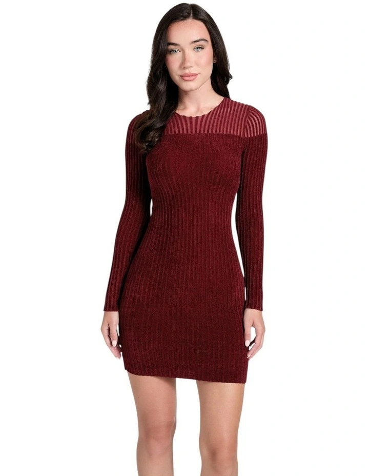 Rowena Rib Chenille Dress in Red image 1