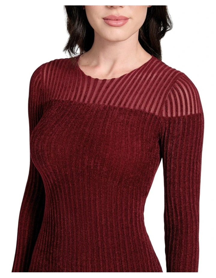 Rowena Rib Chenille Dress in Red image 3