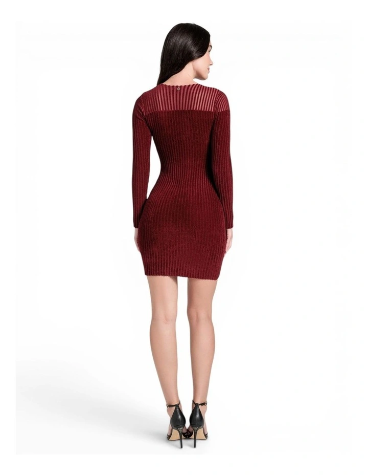 Rowena Rib Chenille Dress in Red image 4
