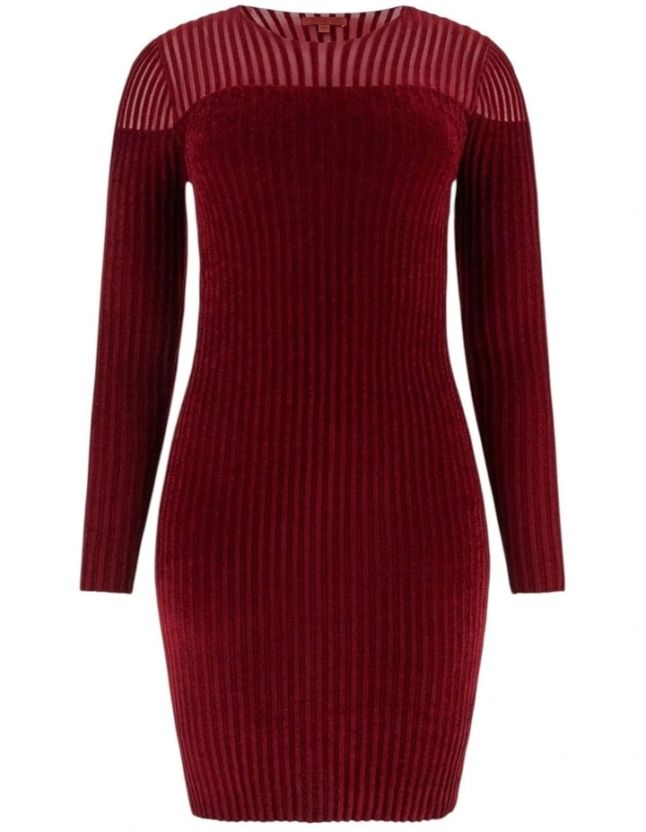 Rowena Rib Chenille Dress in Red image 5