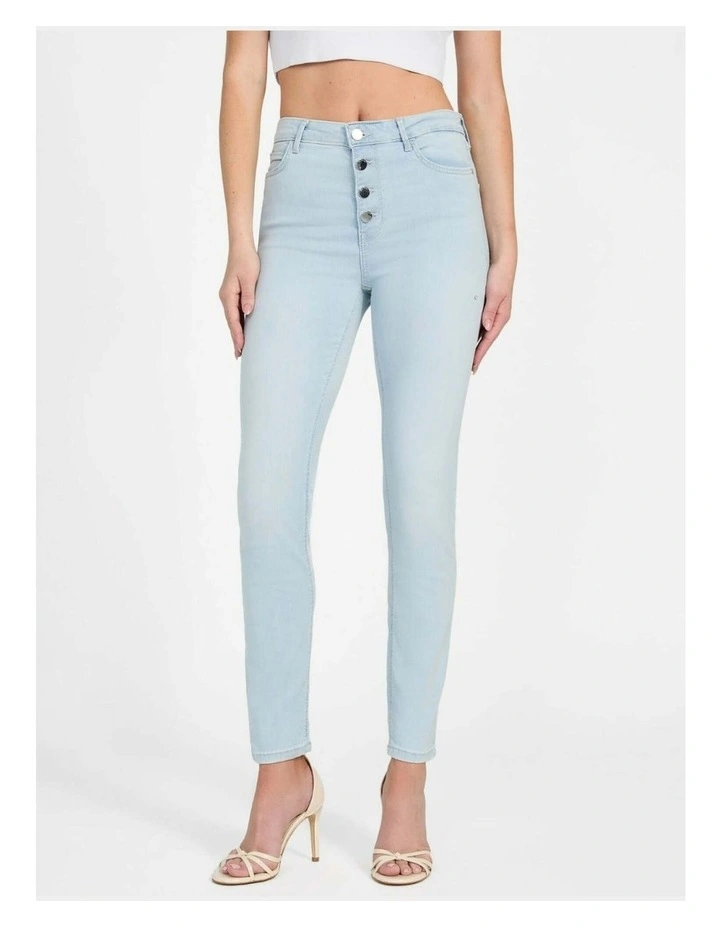High Rise Skinny 1981 Exposed Button Jeans in Nuage Light Wash image 1