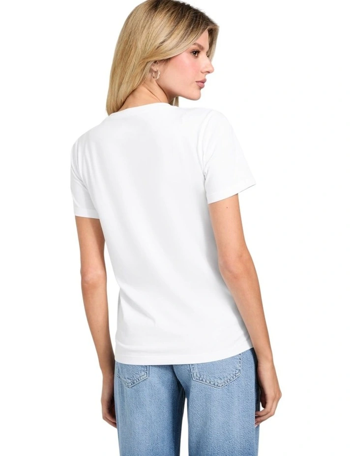 Short Sleeve Crewneck Krystal Triangle T-Shirt in White image 4