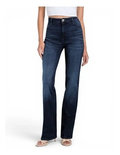 Sexy Straight Jeans in Snow Fall in Dark Wash