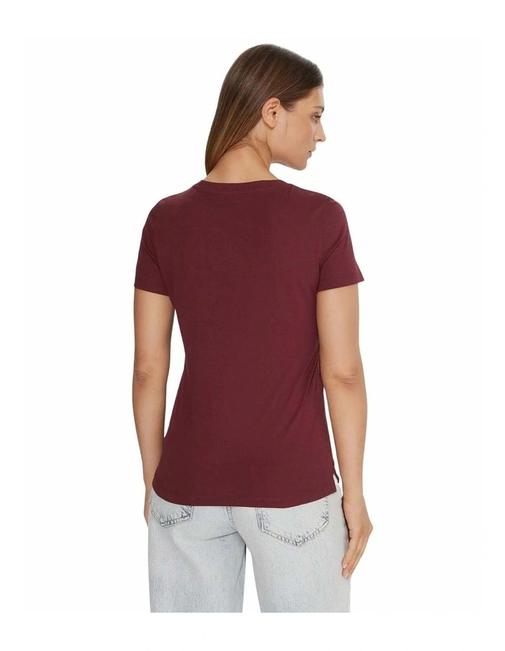 Love Triangle Pearls Short Sleeve T-Shirt in Red image 2