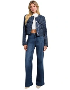 Elisa Sequin Denim Jacket in Blue