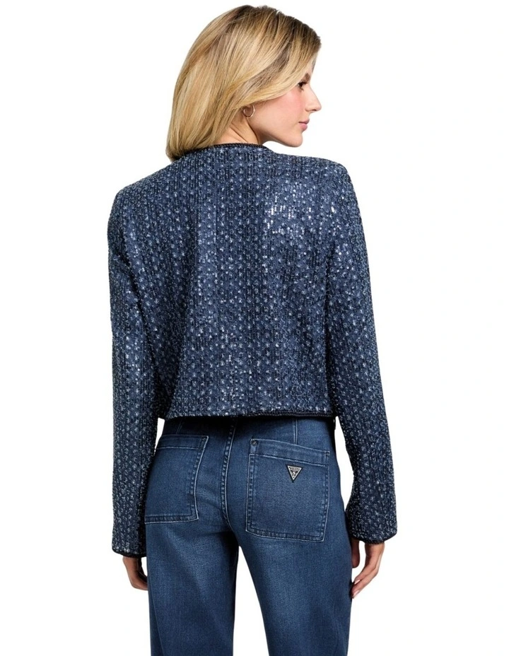 Elisa Sequin Denim Jacket in Blue image 2