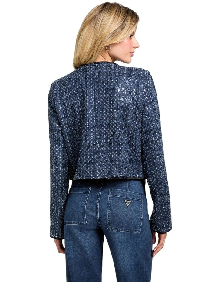 Elisa Sequin Denim Jacket in Blue image 5