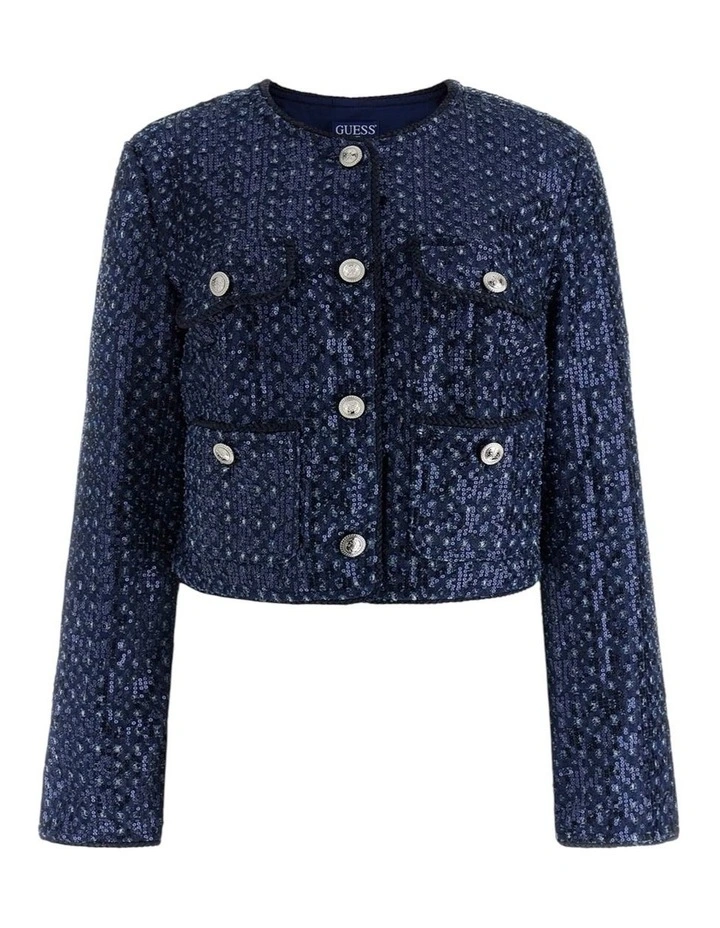 Elisa Sequin Denim Jacket in Blue image 6