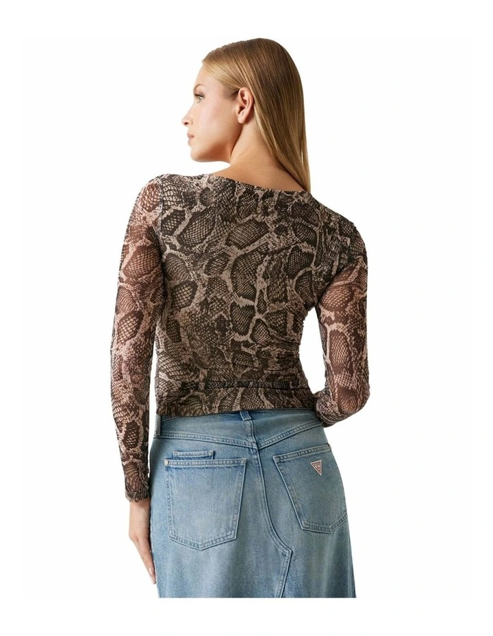 Bernardette Long Sleeve Top in Brown image 3