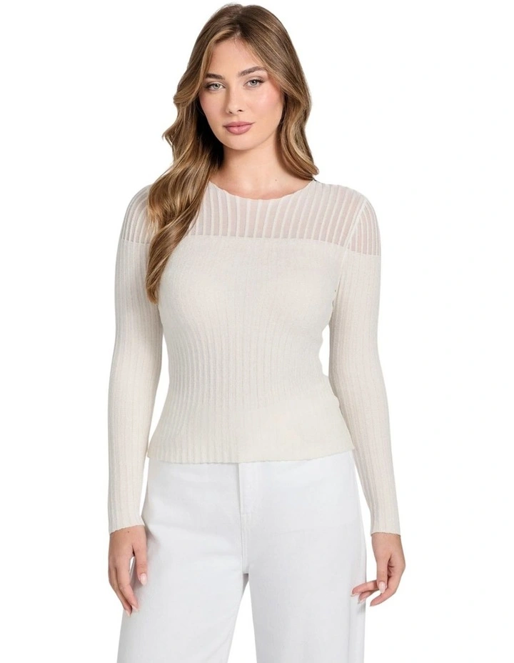 Rowena Chenille Sweater in White image 1